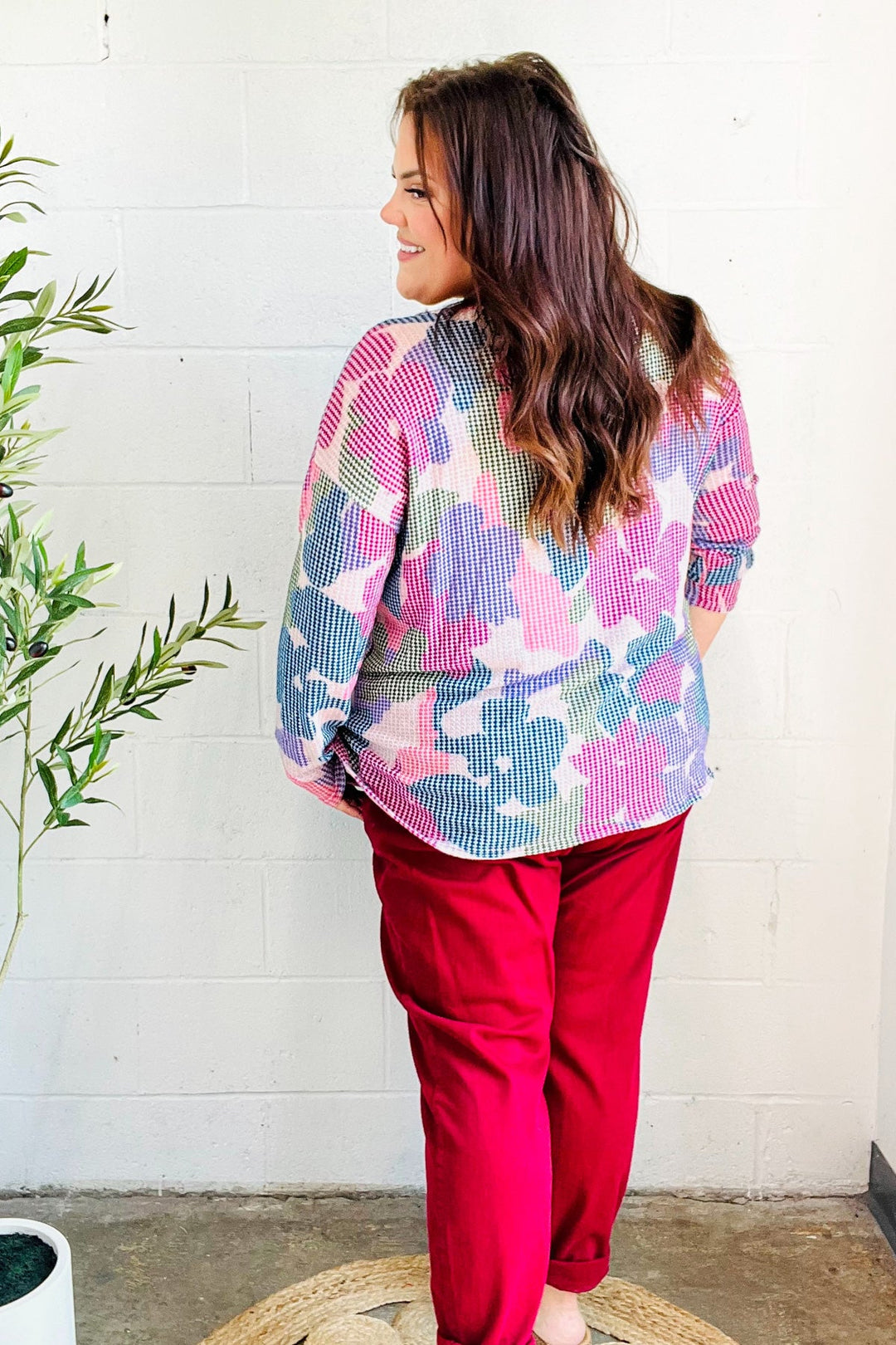 Beautiful You Magenta Floral Vintage Two Tone Knit Top | Nikki &amp; Co. Boutique