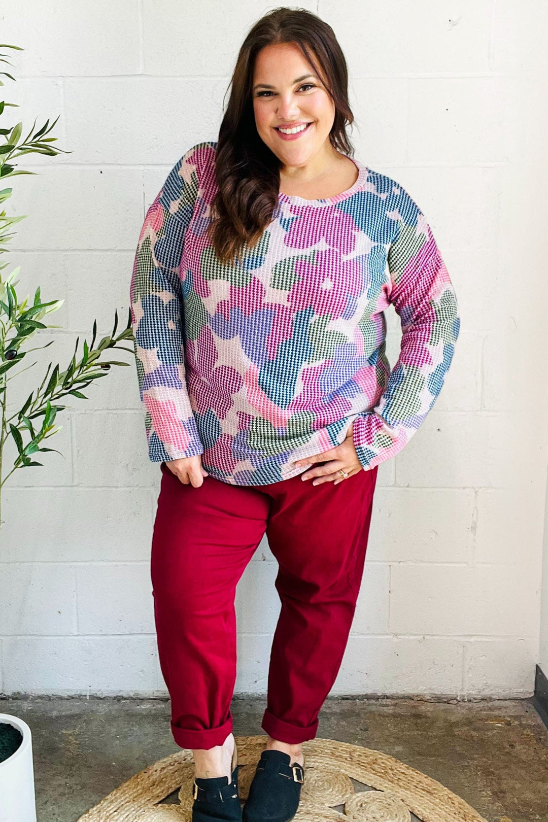 Beautiful You Magenta Floral Vintage Two Tone Knit Top | Nikki &amp; Co. Boutique