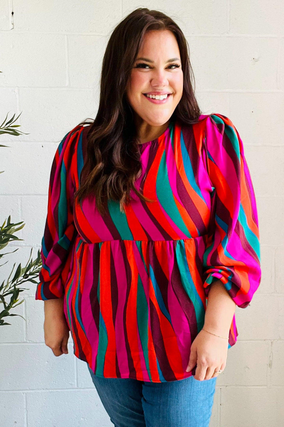 Rust &amp; Berry Abstract Print Babydoll Air Flow Woven Tops | Nikki &amp; Co. Boutique