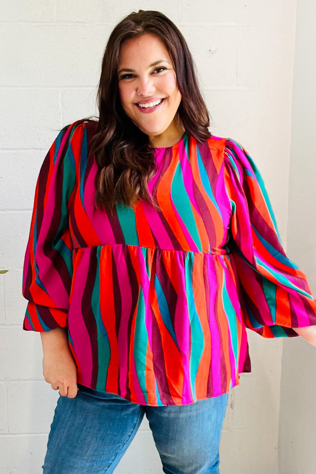 Rust &amp; Berry Abstract Print Babydoll Air Flow Woven Tops | Nikki &amp; Co. Boutique