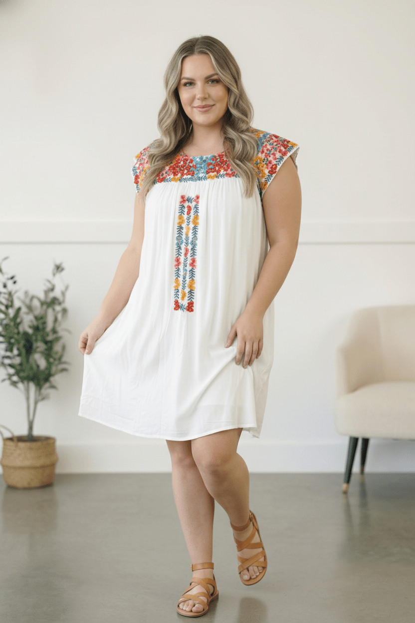 Fiesta Bloom Embroidered Dress - Nikki &amp; Co. Boutique