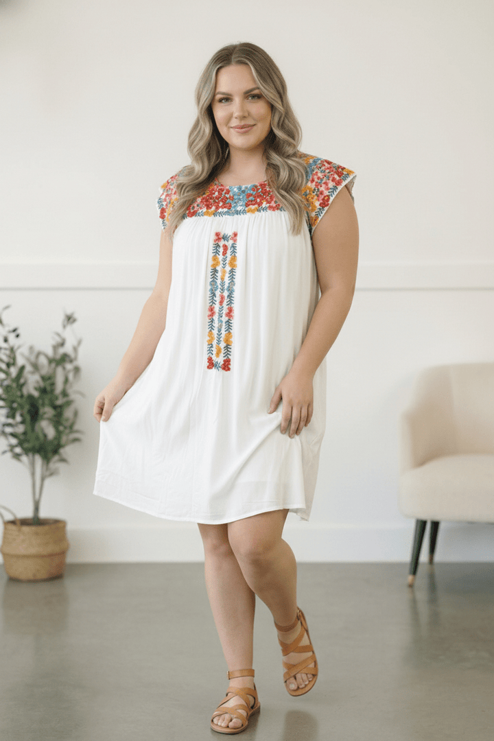 Fiesta Bloom Embroidered Dress - Nikki &amp; Co. Boutique