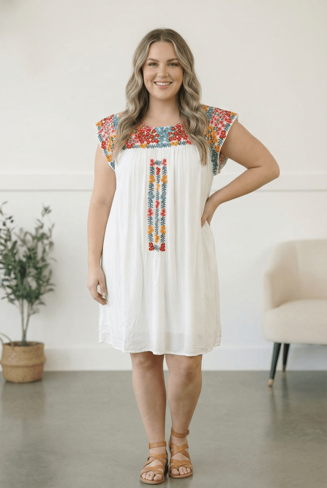 Fiesta Bloom Embroidered Dress - Nikki &amp; Co. Boutique