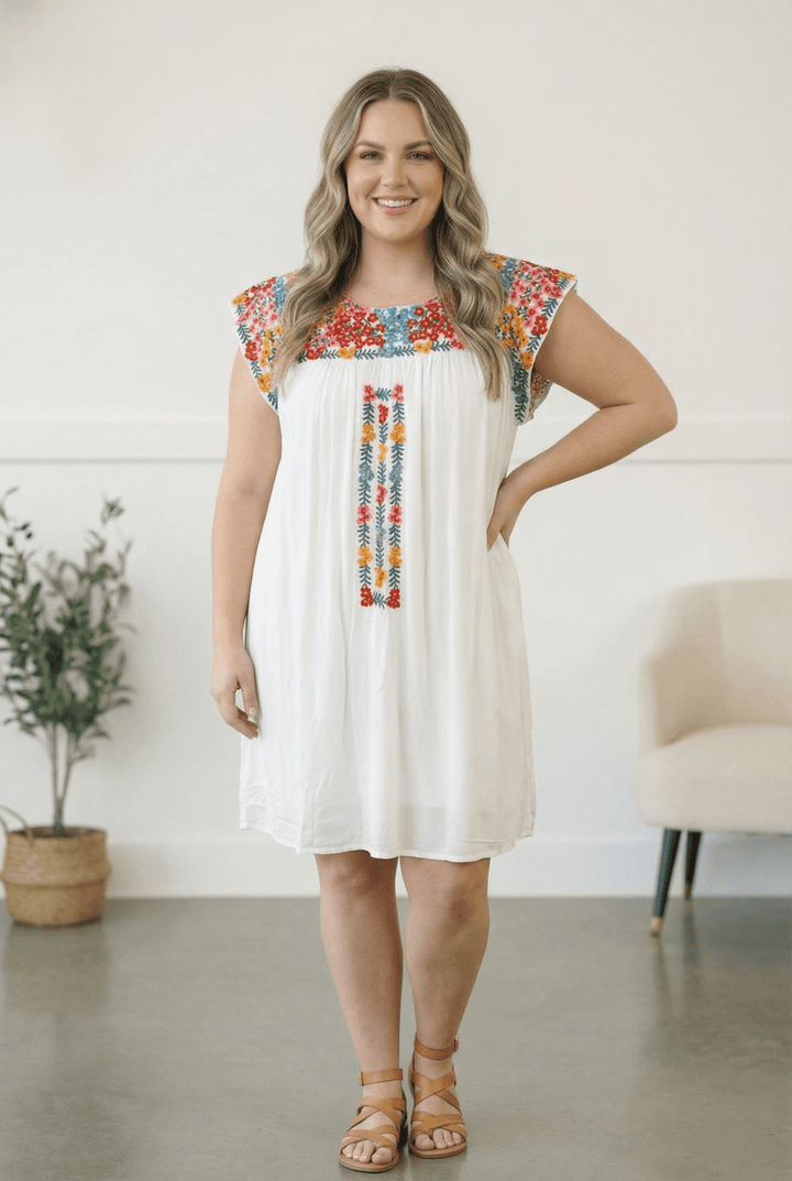 Fiesta Bloom Embroidered Dress - Nikki &amp; Co. Boutique