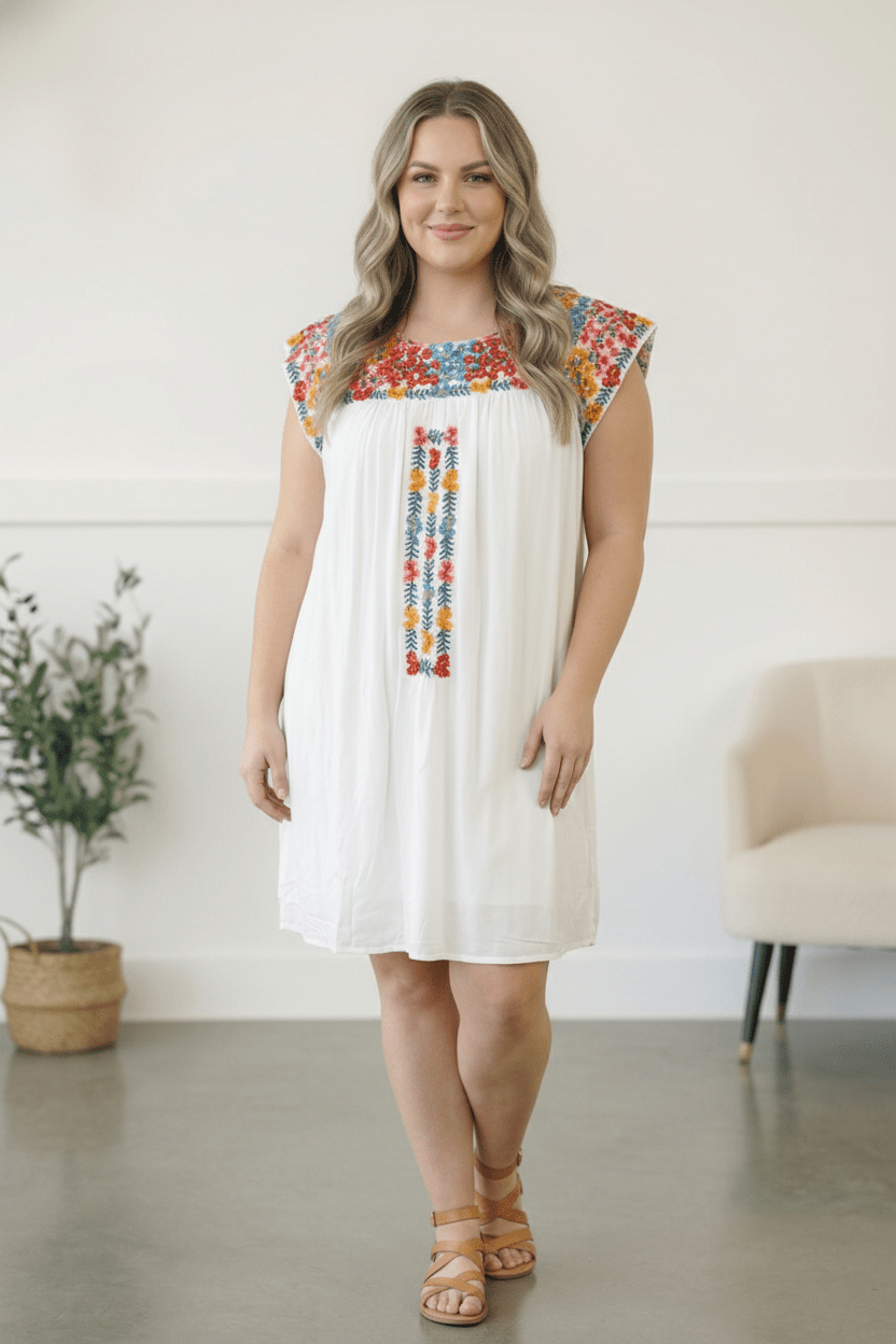 Fiesta Bloom Embroidered Dress - Nikki &amp; Co. Boutique