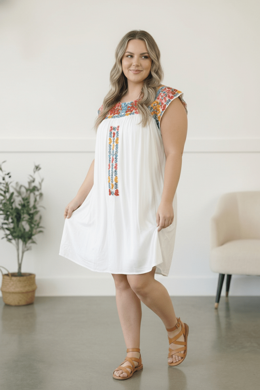 Fiesta Bloom Embroidered Dress - Nikki &amp; Co. Boutique