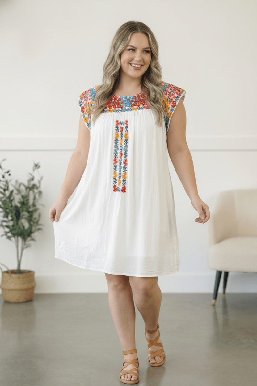Fiesta Bloom Embroidered Dress - Nikki &amp; Co. Boutique