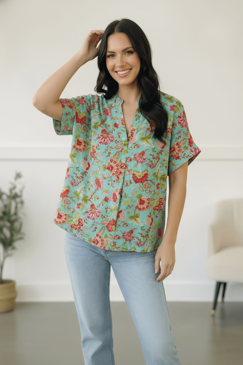 Jade Garden Easy Does it Blouse | Nikki &amp; Co. Boutique
