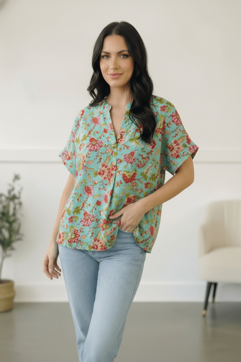 Jade Garden Easy Does it Blouse | Nikki &amp; Co. Boutique