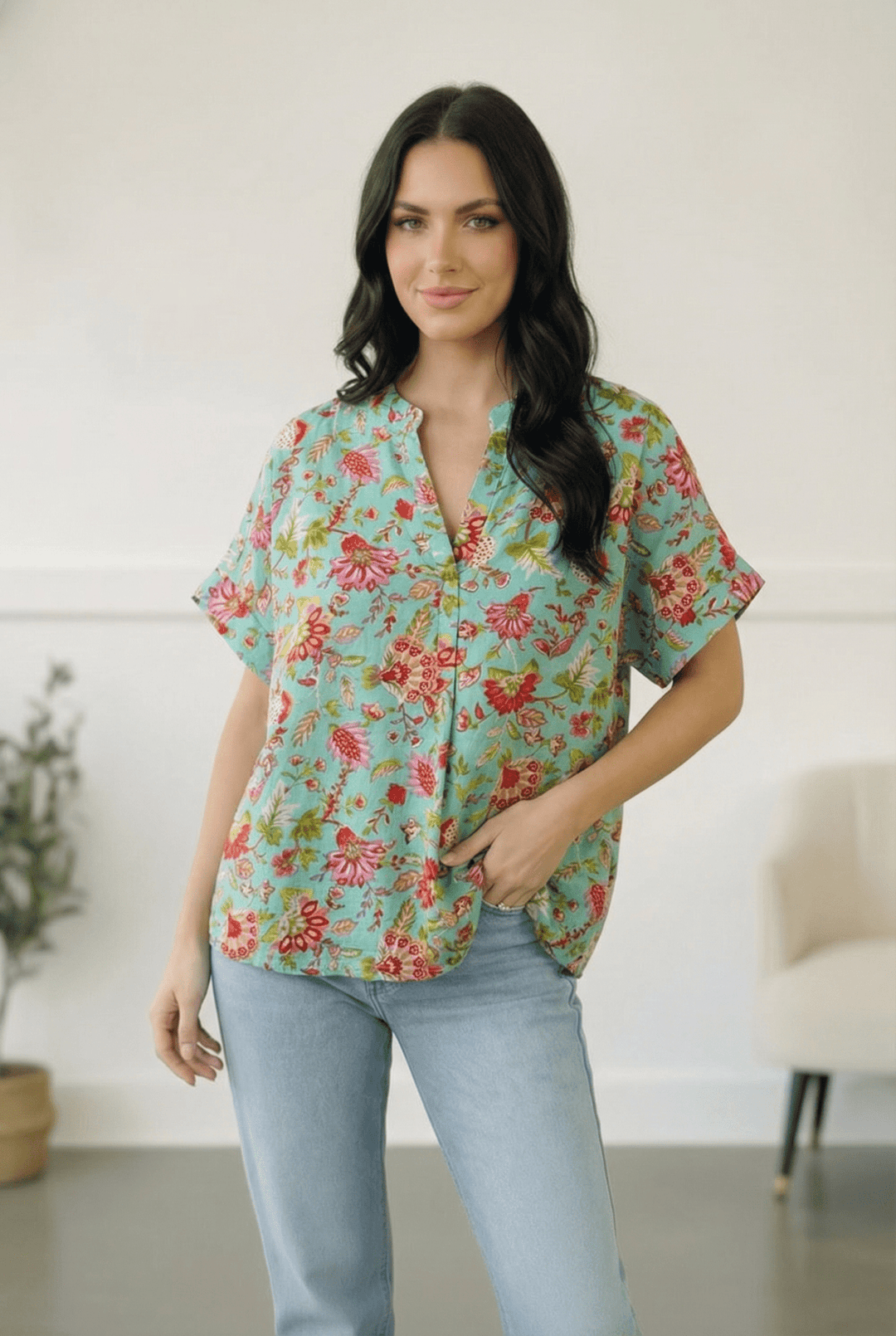 Jade Garden Easy Does it Blouse | Nikki &amp; Co. Boutique