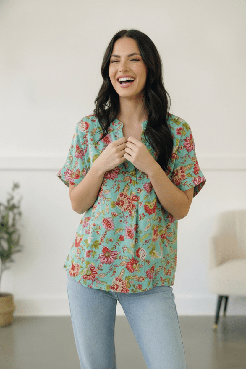 Jade Garden Easy Does it Blouse | Nikki &amp; Co. Boutique