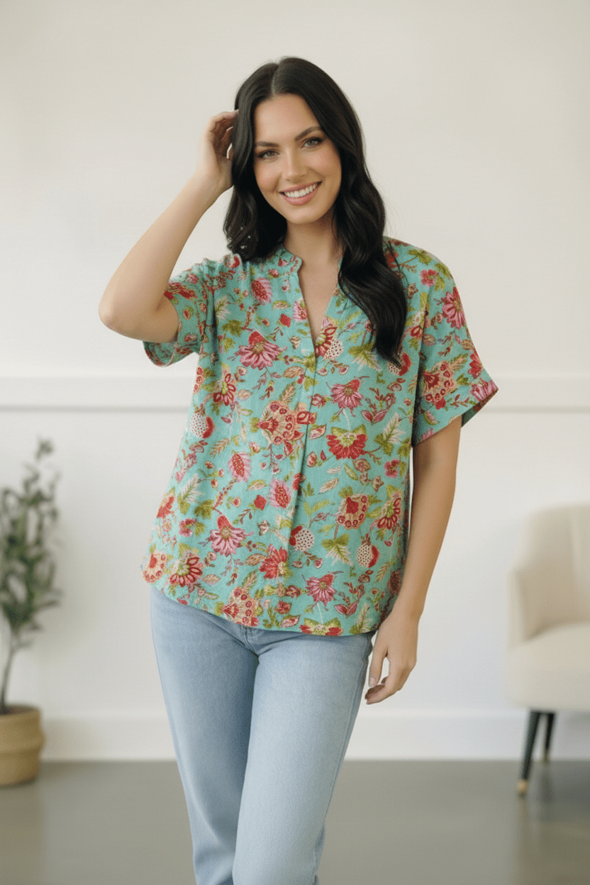 Jade Garden Easy Does it Blouse | Nikki &amp; Co. Boutique