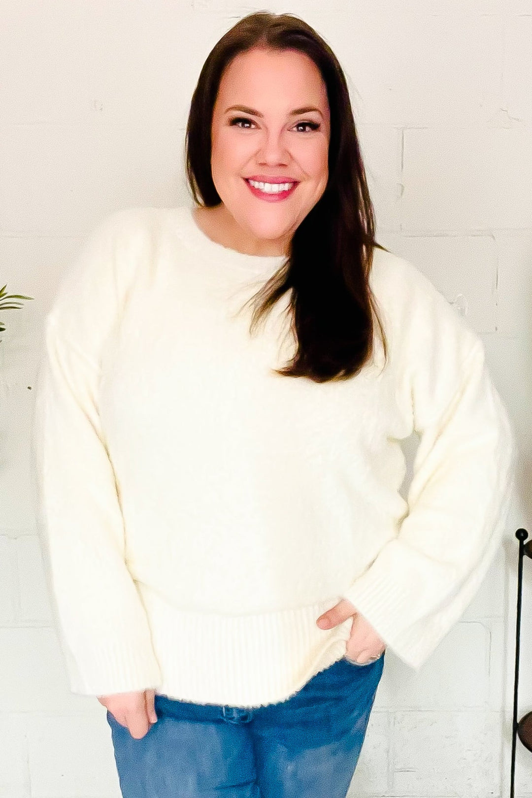 Classic Elegance Ivory Fuzzy Soft Knit Sweater | Nikki &amp; Co. Boutique