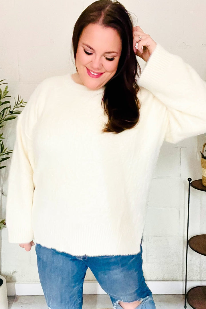 Classic Elegance Ivory Fuzzy Soft Knit Sweater | Nikki &amp; Co. Boutique