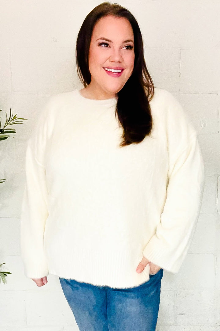 Classic Elegance Ivory Fuzzy Soft Knit Sweater | Nikki &amp; Co. Boutique