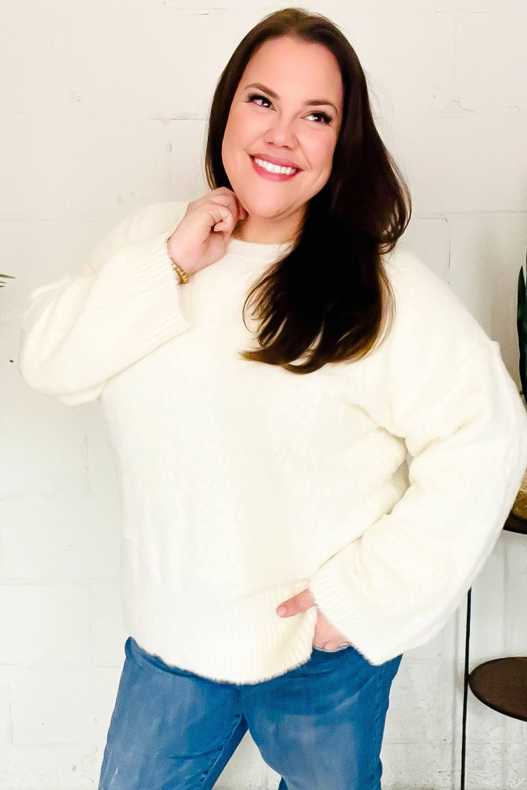 Classic Elegance Ivory Fuzzy Soft Knit Sweater | Nikki &amp; Co. Boutique