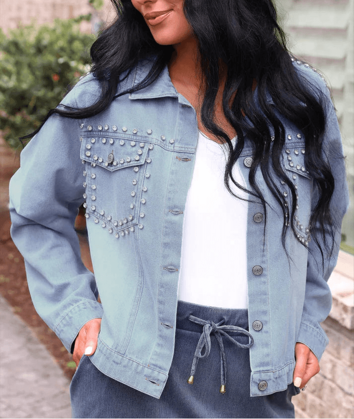 Stella Rhinestone Denim Jacket (NP) - Nikki &amp; Co. Boutique