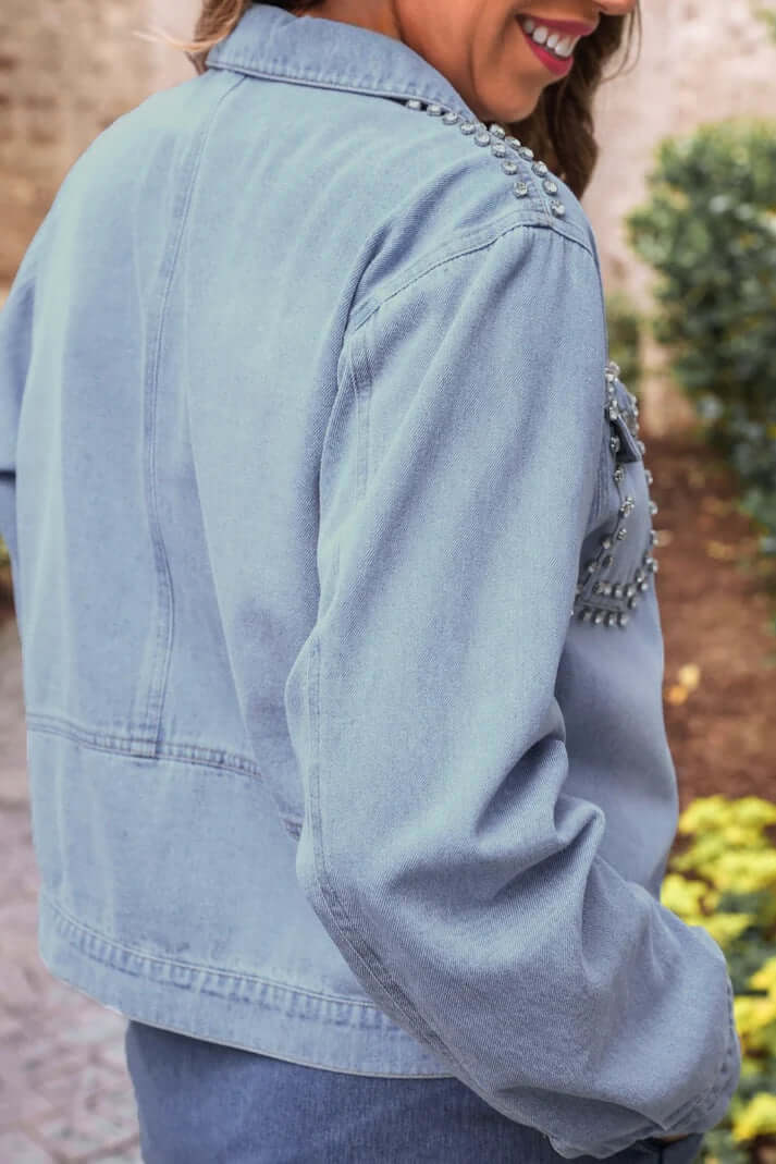 Stella Rhinestone Denim Jacket (NP) - Nikki &amp; Co. Boutique
