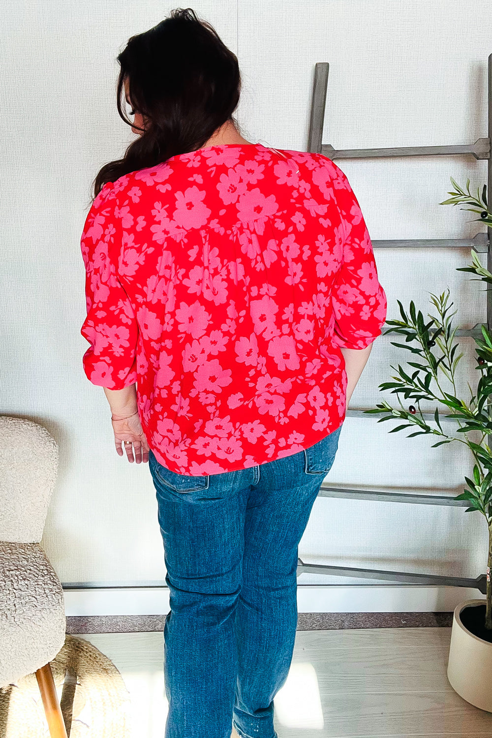 New Day Red Ribbon Bow Detail Floral Woven Blouse | Nikki &amp; Co. Boutique