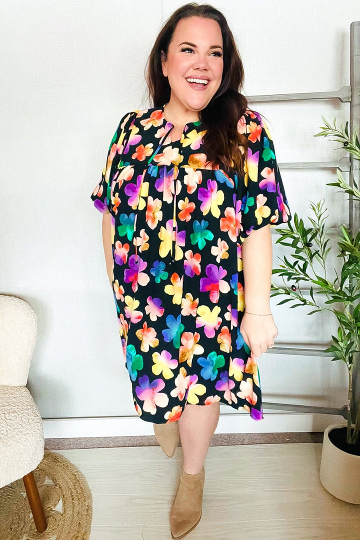 Look Adorable Ribbon Bow Tie Floral Babydoll Dress with Pockets - Nikki &amp; Co. Boutique