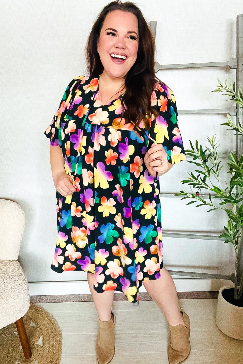 Look Adorable Ribbon Bow Tie Floral Babydoll Dress with Pockets - Nikki &amp; Co. Boutique