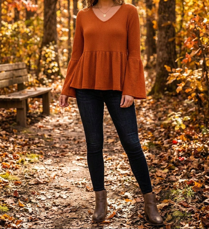 Heimish Textured V-Neck Babydoll Top (NP) - Nikki &amp; Co. Boutique