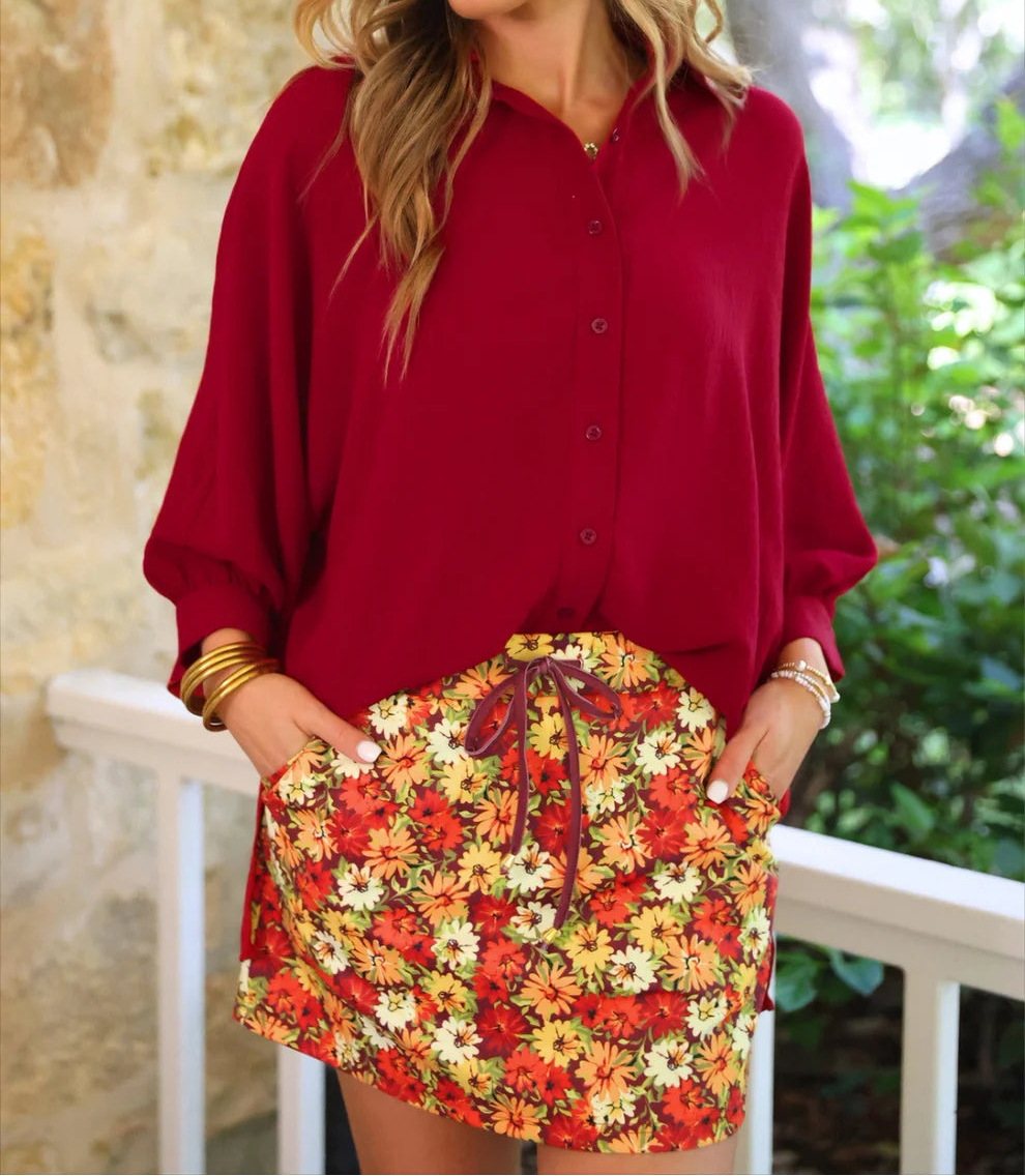 Harvest Blooms Skort (NP) - Nikki &amp; Co. Boutique