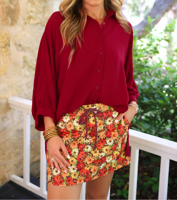 Harvest Blooms Skort (NP) - Nikki &amp; Co. Boutique
