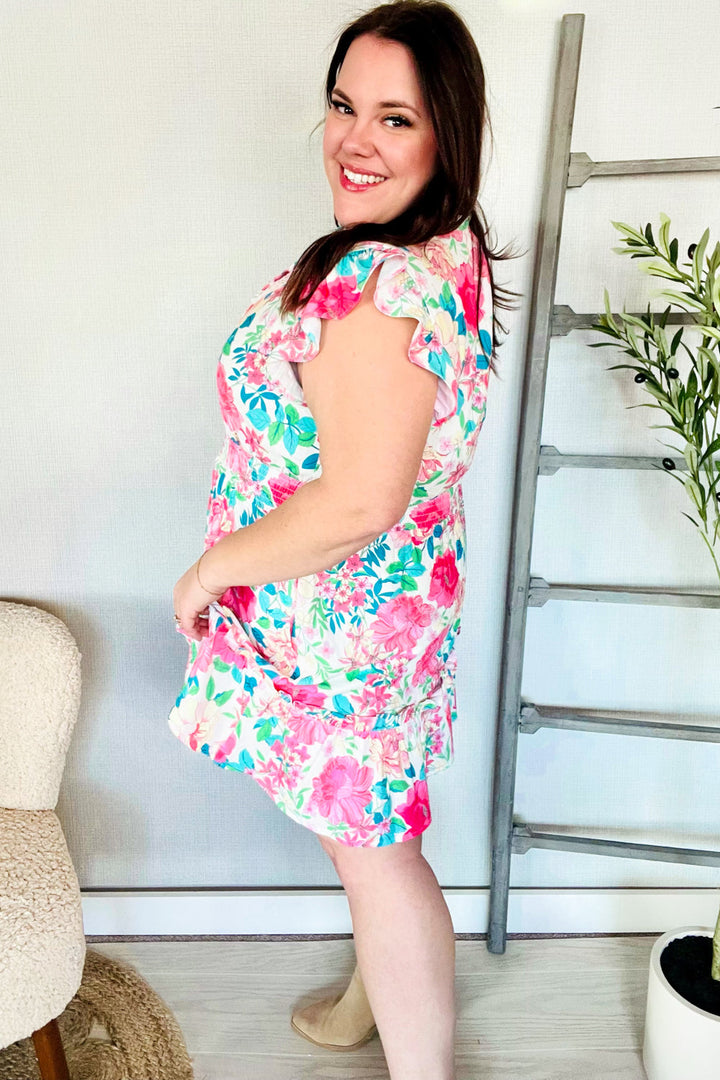 Under Your Spell Floral Smocked Flutter Sleeve Ruffle Mini Dress | Nikki &amp; Co. Boutique