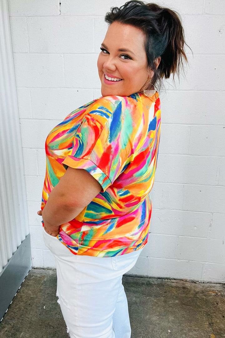 Watercolor Paint Strokes V Neck Tops | Nikki &amp; Co. Boutique