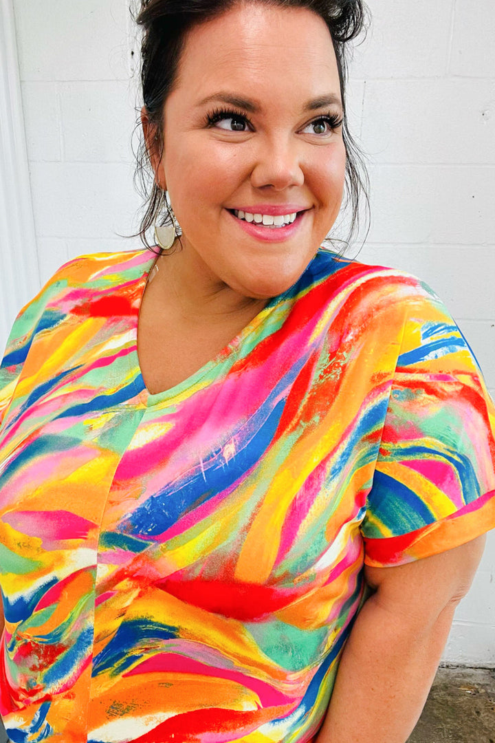 Watercolor Paint Strokes V Neck Tops | Nikki &amp; Co. Boutique