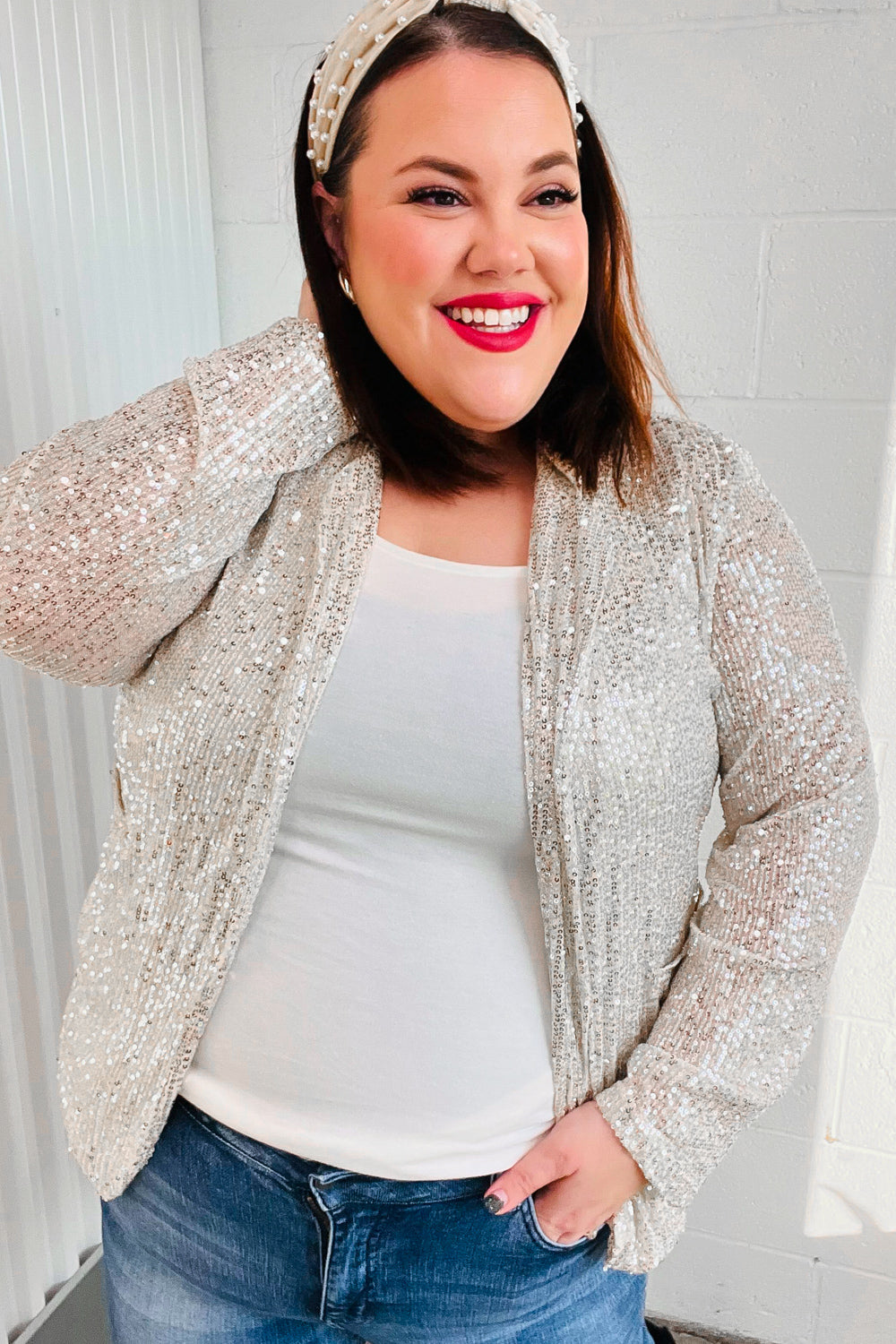 Be Your Own Star Silver Sequin Open Blazer | Nikki &amp; Co. Boutique