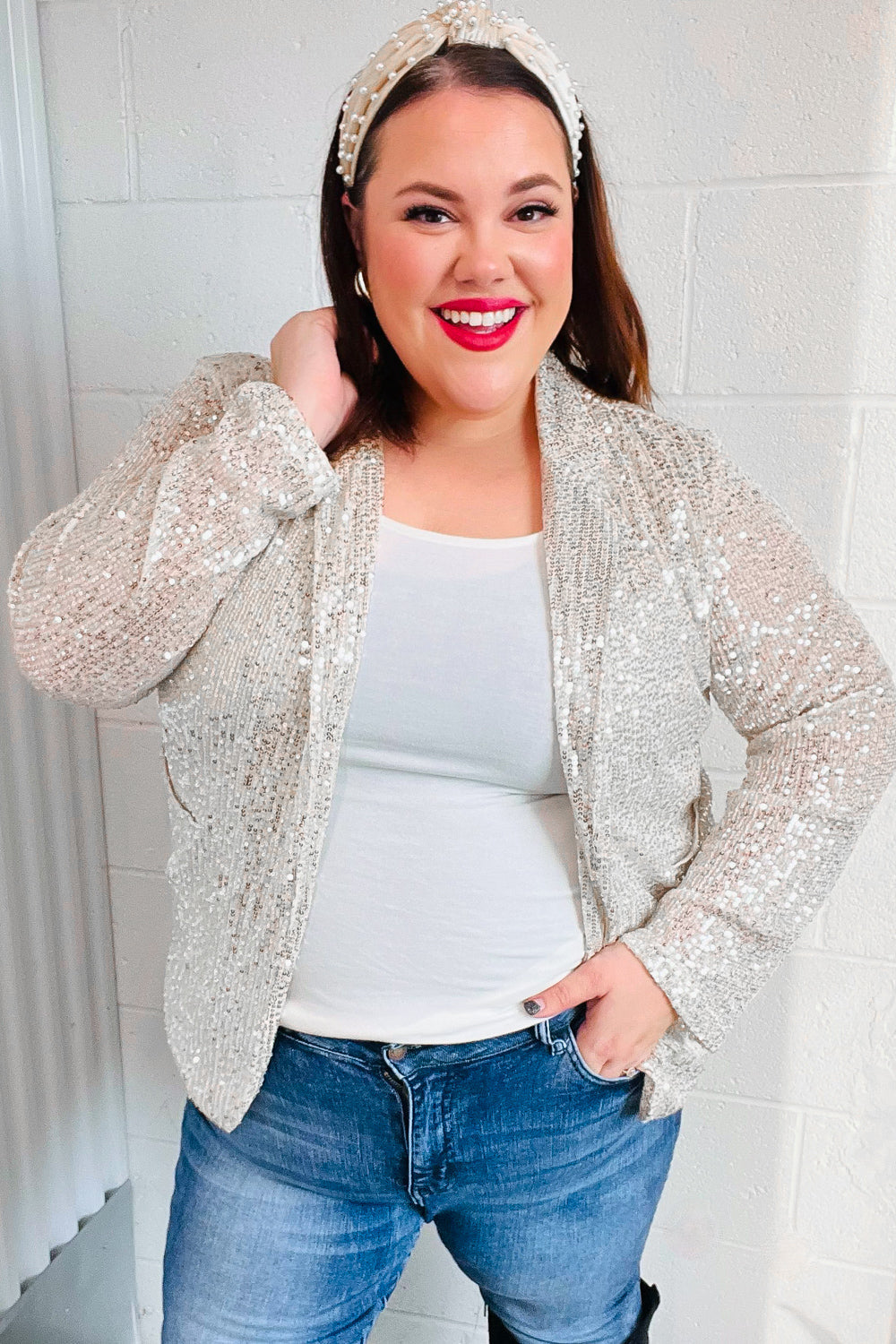 Be Your Own Star Silver Sequin Open Blazer | Nikki & Co. Boutique