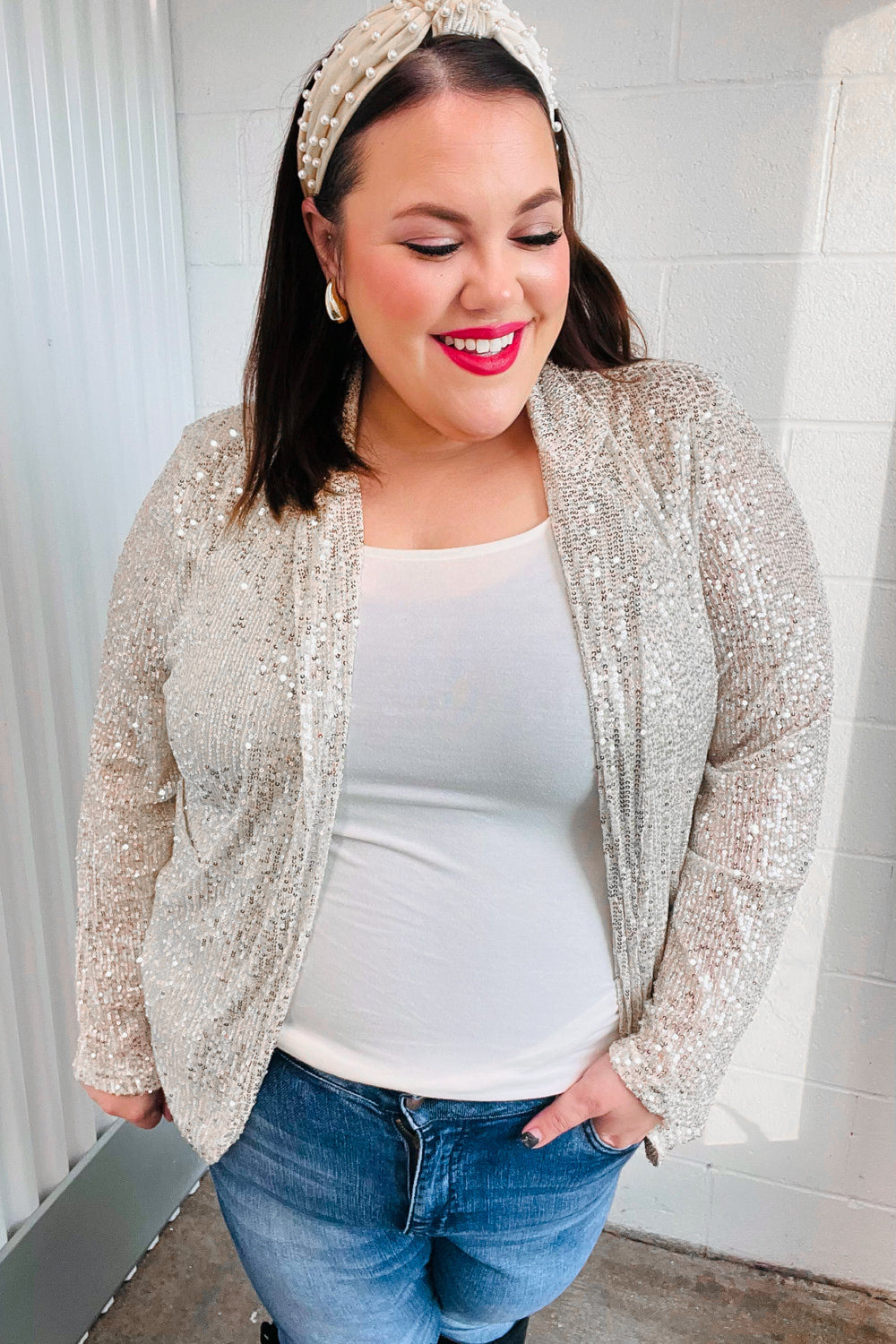 Be Your Own Star Silver Sequin Open Blazer | Nikki &amp; Co. Boutique