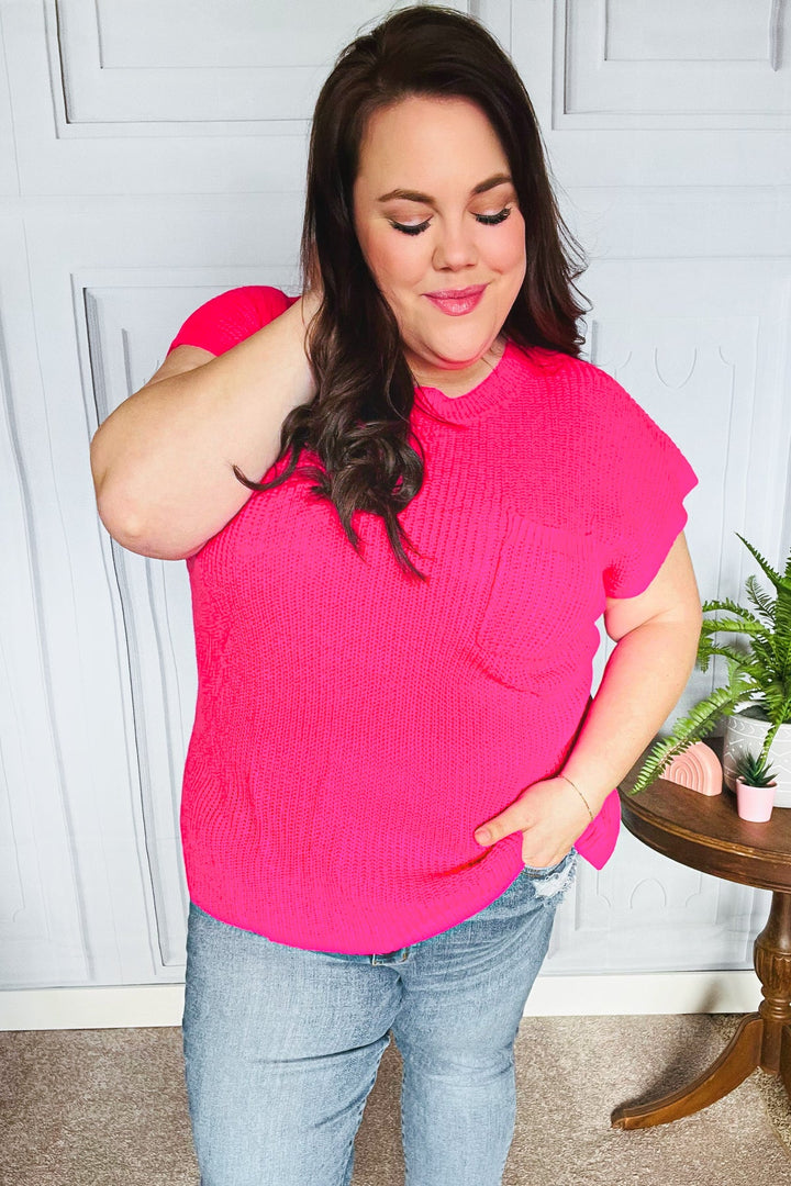 Best In Bold Hot Pink Dolman Ribbed Knit Sweater Top | Nikki &amp; Co. Boutique