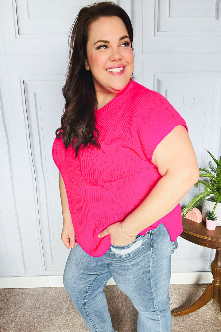 Best In Bold Hot Pink Dolman Ribbed Knit Sweater Top | Nikki &amp; Co. Boutique