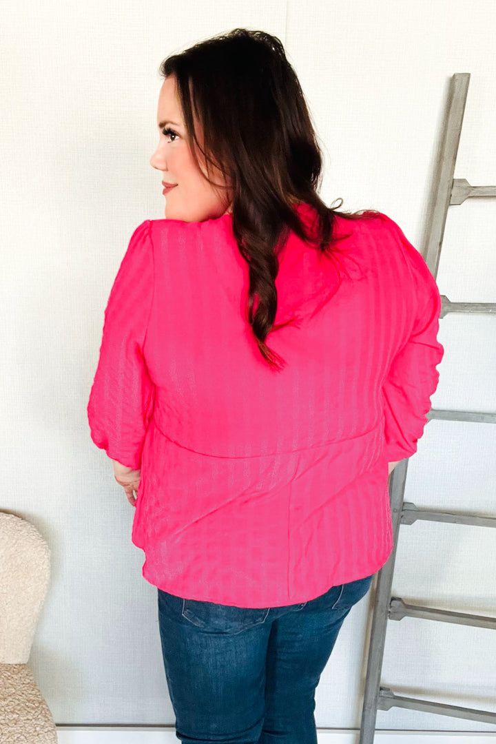 Stay With Me Pink V Neck Ribbon Bow Babydoll Woven Blouse | Nikki &amp; Co. Boutique