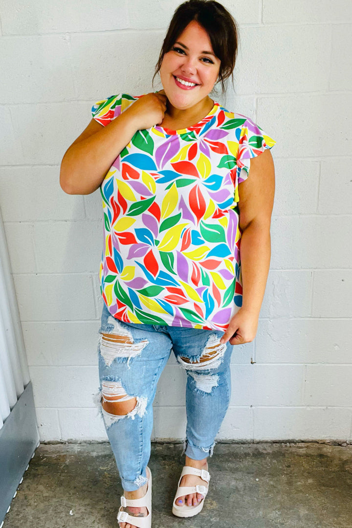Feeling Playful Lavender &amp; Yellow Floral Print Flutter Sleeve Tops | Nikki &amp; Co. Boutique