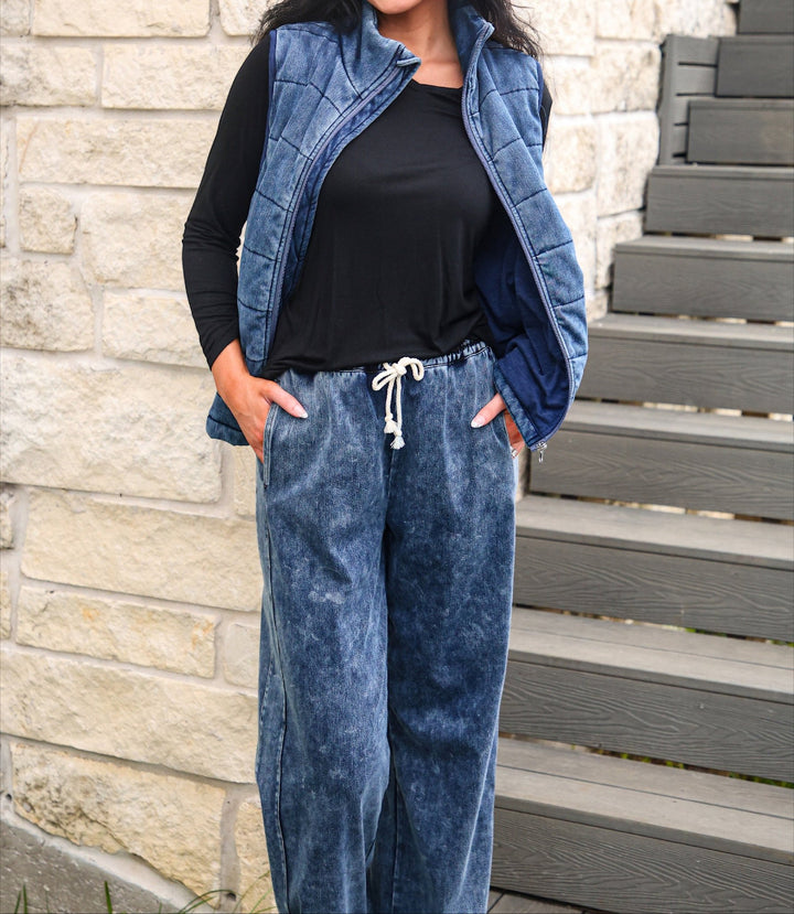 Refined Denim Wide Leg Pants - Light Wash (Pre-order) - Nikki &amp; Co. Boutique