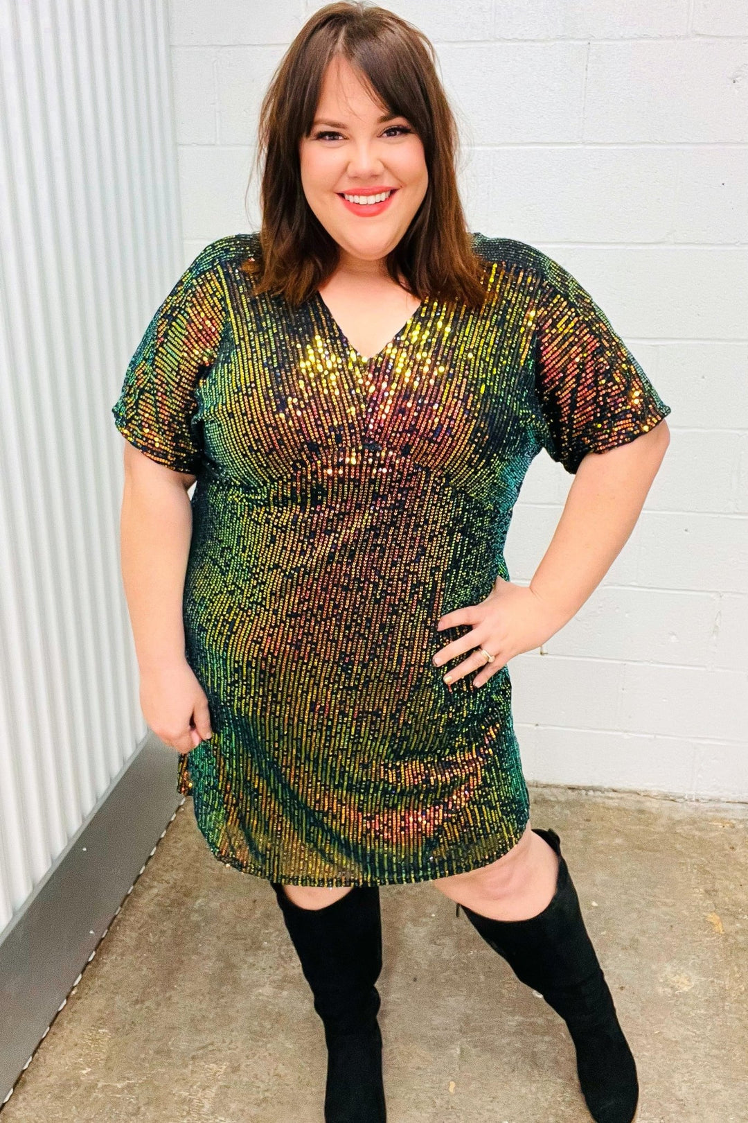 A Night To Remember Black Effervescence Sequin V Neck Dress - Nikki &amp; Co. Boutique