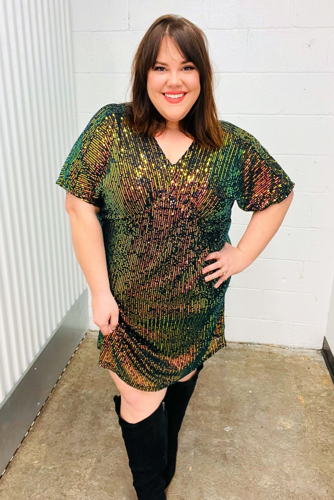 A Night To Remember Black Effervescence Sequin V Neck Dress - Nikki &amp; Co. Boutique