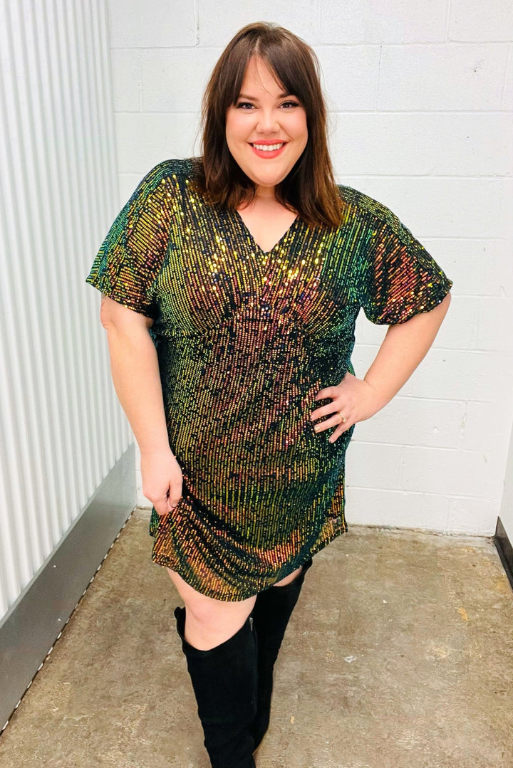 A Night To Remember Black Effervescence Sequin V Neck Dress - Nikki &amp; Co. Boutique