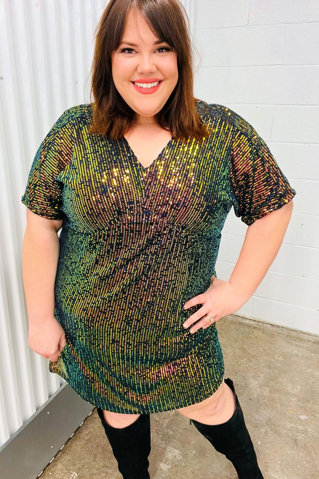 A Night To Remember Black Effervescence Sequin V Neck Dress - Nikki &amp; Co. Boutique