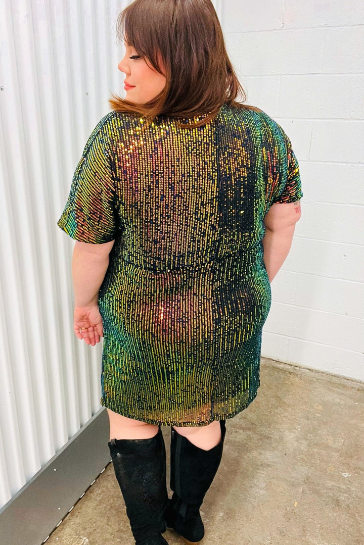 A Night To Remember Black Effervescence Sequin V Neck Dress - Nikki &amp; Co. Boutique