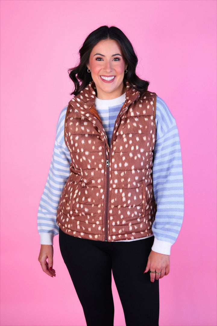 Jess Lea - Delilah Puffer Vest - Oh Deer (Pre-order) - Nikki &amp; Co. Boutique