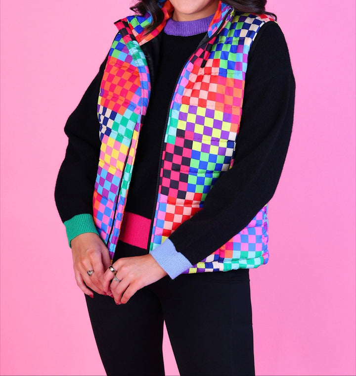 Jess Lea - Delilah Puffer Vest - Check Me Out (Pre-order) - Nikki &amp; Co. Boutique