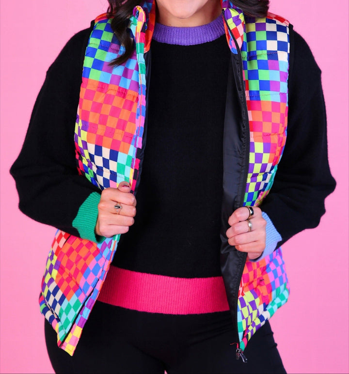 Jess Lea - Delilah Puffer Vest - Check Me Out (Pre-order) - Nikki &amp; Co. Boutique