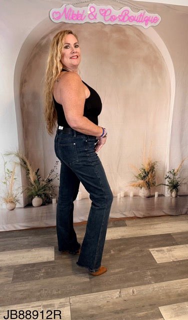 Judy Blue Jeans (NP) - High Rise Button Fly Hem Distressed - Nikki and Co Boutique