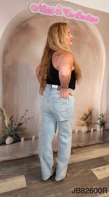 Judy Blue High Waist Destroy &amp; Ripped Straight Jeans (NP) | Nikki &amp; Co. Boutique