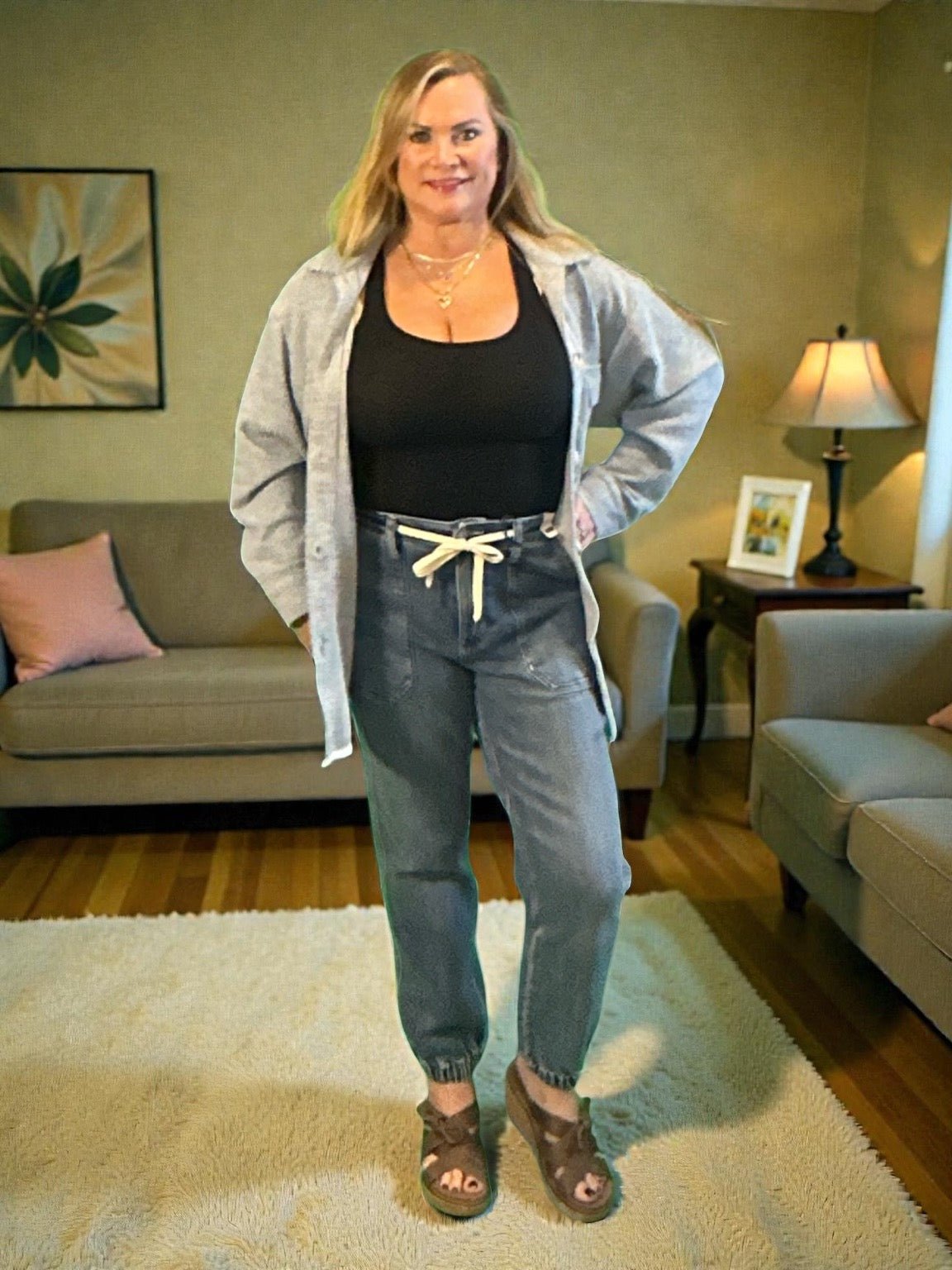 Judy Blue Jeans (NP) - High Waisted Denim Joggers - blue - Nikki and Co Boutique